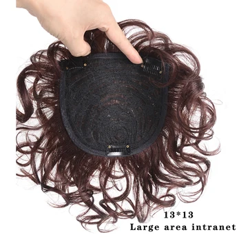 LUPU Trumpųjų Bangų Žmogaus Plaukų Topper Su Kirpčiukais Įrašą Plaukų priauginimas Juoda Ruda Gamtos Fake Plaukų Gabalus Moterims