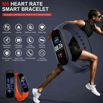 M5 Smarth žiūrėti Sport Fitness Tracker Pedometer Širdies ritmas, Kraujo Spaudimo Monitorius 