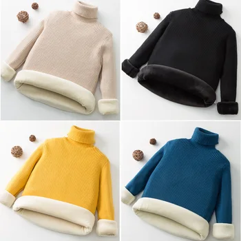 Mada Vaikams sweaterGirls berniukai Šiltas, Minkštas megztinis drabužiai aksomo Golfo Marškinėliai medvilnės drabužius 2-8Y Jack Kailis Viršūnės