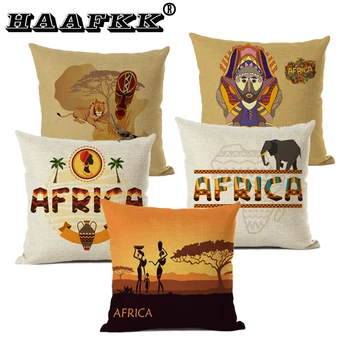 Mados Afrikos Genčių Žemėlapis Vidaus Apdaila ant Sofos Mesti Užvalkalas Laukinės gamtos Dramblių Modelis Patalynė, Antklodė ant Pagalvės