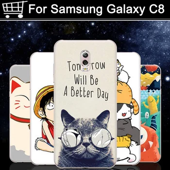 Mados animacinių filmų telefono dėklai Samsung Galaxy C8 atveju TPU minkštas galinį dangtelį Galaxy C8 C 8 shell padengti visą capas fundas