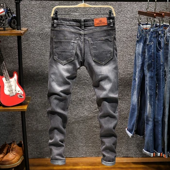 Mados dizaineris liesas džinsus boutique ruožas atsitiktinis vyrų džinsinio audinio kelnės bėgiojimo kelnės, vyriški laisvalaikio tiesiai vyrų dviračių džinsai