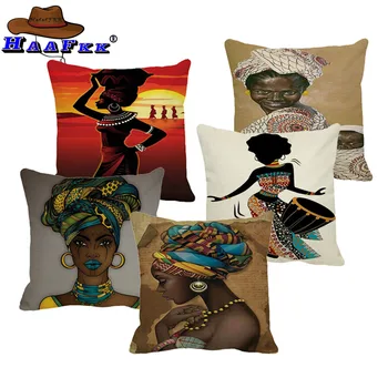 Mados Dizaino Afrikos Meno Tapybos Įspūdį Egzotinių Apdailos Stiliaus Sofa Mesti Pagalvę Padengti Medvilnės Skalbiniai, Aliejus, Dažymo Pagalvėlės