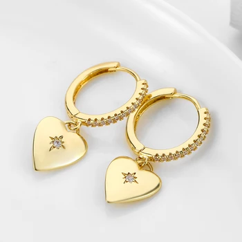 Mados kubinis cirkonis Aukso Širdies Auskarai Aukščiausios Kokybės Crystal Star Širdies Hoopas Auskarai Moterims, bižuterijos 2020 m.