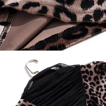 Mados Leopard Aksomo Marškinėliai Moteriška Pleuche Kratinys Elegantiškas Plonas Viršūnes Moterų Pavasarį, Rudenį Atsitiktinis ilgomis Rankovėmis Juoda Palaidinukės