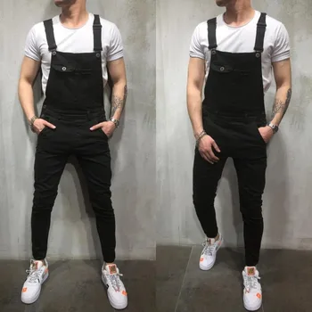 Mados Mens Kišenėje Džinsai Apskritai Jumpsuit Streetwear Klasikinis Suspender Kelnes Poilsiu Džinsai Vyrų Džinsinio Jumpsuit Jeans Mens Džinsai