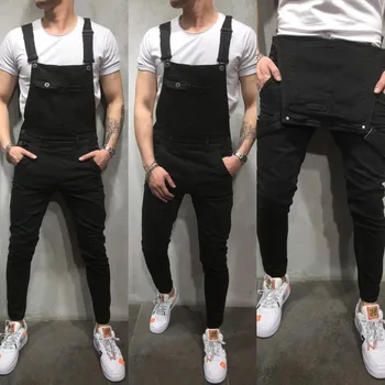 Mados Mens Kišenėje Džinsai Apskritai Jumpsuit Streetwear Klasikinis Suspender Kelnes Poilsiu Džinsai Vyrų Džinsinio Jumpsuit Jeans Mens Džinsai