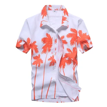 Mados Paplūdimio Havajų Marškinėliai Vyrams Drabužius 2020 Metų Vasaros Kokoso Medžio Spausdinti Trumpomis Rankovėmis Mygtuką Havajų 