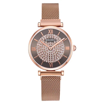 Mados Paprastas Moterų laikrodžiai Ponios žiūrėti Cute Kačių Dial Magnetas Sagtis Lydinio Žiūrėti Rose Gold Laikrodis reloj mujer