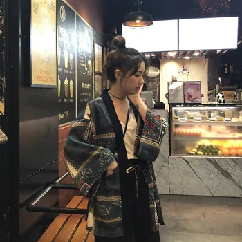 Mados Pavasario Vasaros Spausdinimo Kailis Japonų Kimono Megztinis Kimono Moterų Haori Moters Vyras Prarasti Plonas Išorinis Drabužis