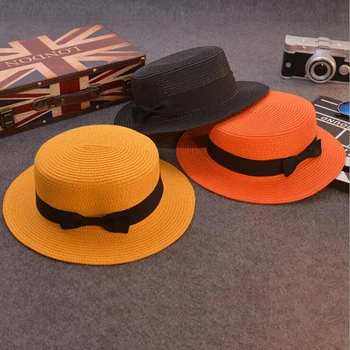 Mados Saulės skrybėlę Mielas vaikams saulė kepurės lankas rankų moterų šiaudų bžūp paplūdimys, big kraštų skrybėlę atsitiktinis glris vasaros bžūp chapeau femme