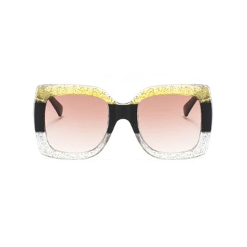 Mados tricolor aikštė akiniai nuo saulės moterims prekės ženklo dizaineris derliaus didelis rėmas gradientas saulės akiniai moterų negabaritinių rėmo akiniai