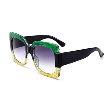 Mados tricolor aikštė akiniai nuo saulės moterims prekės ženklo dizaineris derliaus didelis rėmas gradientas saulės akiniai moterų negabaritinių rėmo akiniai