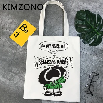 Mafalda pirkinių krepšys ekologinio bakalėjos shopper drobės apsipirkti medvilnės maišelis audinio nešti maišelį, cabas sacolas