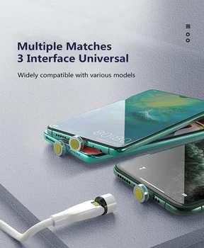 Magnetinio Kabelis Tinklelio Tipo C Micro USB Magnetinio USB Įkrovimo Kabelis Skirtas Apple iphone Samsung 