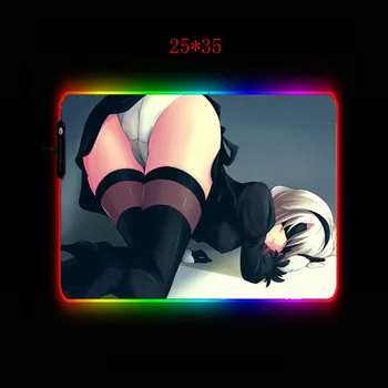 Mairuige Nier Automatai Seksuali Mergina, Žaidimų RGB Didelis Anime Pelės Padas Pelės Kilimėlis Kompiuterio Kilimėlis Led foninio Apšvietimo Klaviatūra Stalas Kilimėlis