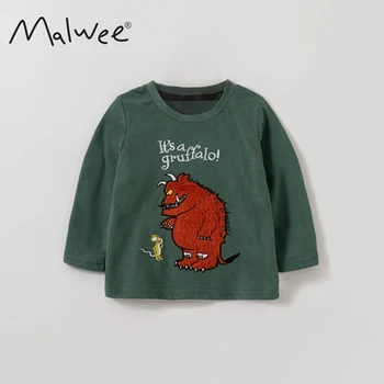Malwee Nauja 2021 M. Pavasarį Baby Top Pagrindinių Animacinių Filmų Pelių Gruffalo Marškinėliai Grynos Medvilnės Vaikams Berniukams, Mergaitėms Ilgomis Rankovėmis T-Shirt