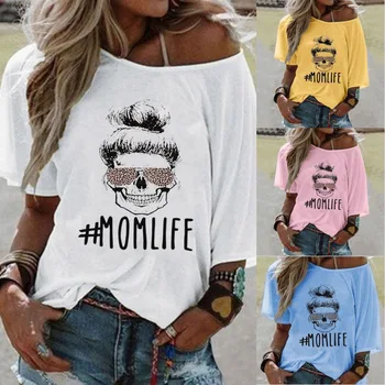 Mama Gyvenime Spausdinti Moterys T-shirt Leopard Akinius Vasaros Moteris 
