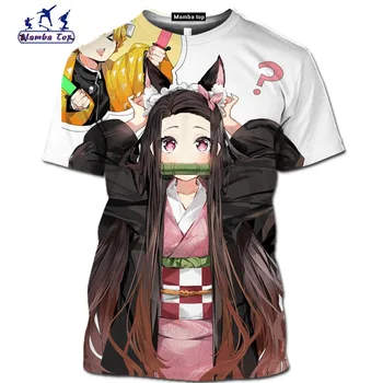Mamba viršuje Kimetsu nr. Yaiba marškinėliai juokinga Demon Slayer vyrų marškinėliai 3D Anime cosplay hentai Trumpas rankovės Kamado Tanjirou streetwear