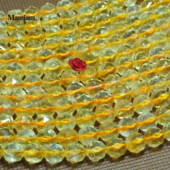Mamiam Natūralių A citrinas rašė Geltona Kvarco Kristalo Diamond Briaunoti Karoliukai, 6mm 8mm Akmens 