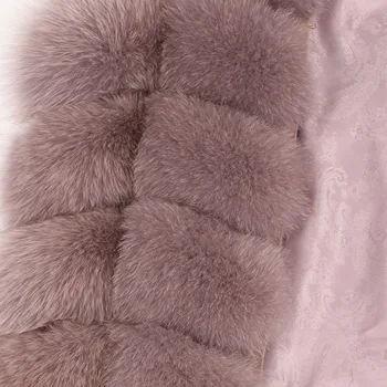 Maomoakong tikras natūralus lapės kailių kailiniai Visą fox fur coat 90CM ilgio madinga striukė Žiemos moterų striukė Kailio liemenė mergina oda