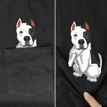 Marškinėliai Mados Prekės ženklo vasaros kišenėje juokingas šuo atspausdintas t-shirt vyrams, moterims marškinėliai Hip-hop viršūnės juodos medvilnės tees stiliaus-3