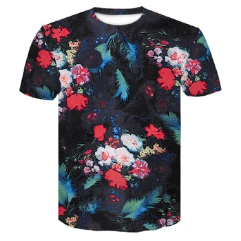 Marškinėlius vyrų drabužiai 2019 Naujas Harajuku Juokinga Gėlės grožio 3d Spausdinimo Trumpas Rankovės Mados Atsitiktinis vyrų, moterų Didelio Dydžio Marškinėlius