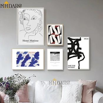 Matisse Abstrakčiai Retro Mados Linija Modern Eskizas Plakatai ir Spausdina Sienos Menas Drobė Nuotraukas, Namų Dekoro Kambarį Dekoro