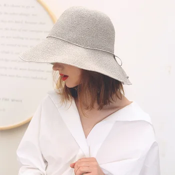 MAXSITI U Rankomis megztus popieriaus šiaudų kibirą skrybėlės Moterų vasaros kelionių ir laisvalaikio-kaip skrybėlę