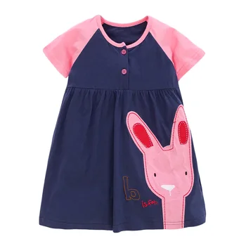 Mažai specialistė Suknelė Mergaitėms Rabbit Dress 2021 Naujas Vasaros Vaikų Shoirt Rankovėmis Suknelė Kūdikių Mergaičių Grupė Vestuvinė Suknelė