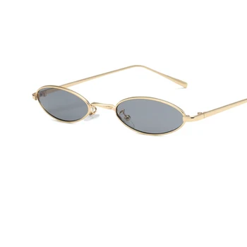 Mažas ovalo formos akiniai nuo saulės Moterims derliaus metalo rėmo akiniai Mados mažo dydžio, Raudonos, Geltonos, skaidraus Lęšio Saulės Akiniai 2018 Naujas UV400
