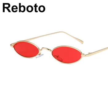 Mažas ovalo formos akiniai nuo saulės Moterims derliaus metalo rėmo akiniai Mados mažo dydžio, Raudonos, Geltonos, skaidraus Lęšio Saulės Akiniai 2018 Naujas UV400