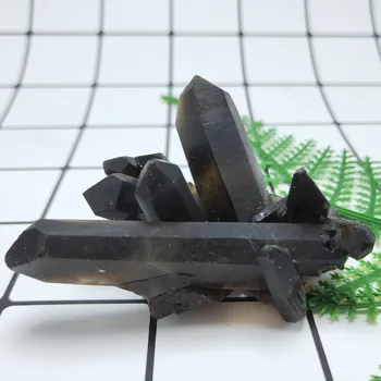 Mažų Kristalų sankaupos Natūralus Juodas kristalų grupių dūminis kvarcas Akmuo vug Kristalų Gijimas namų dekoro