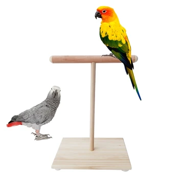Mediniai Papūga Ešeriai Žaislas T Stovėti Ešeriai Paukščių Mokymo Leteną Šlifavimo Žaislai Pet Cockatiel Narve Lizdą Žaisti Platforma Paukščių Reikmenys C42