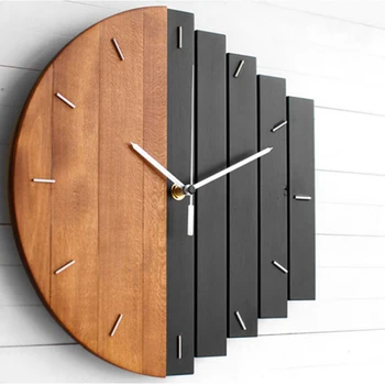 Medinės Sienos Laikrodį, Modernus Dizainas, Vintage Kaimiškas Skurdus Laikrodis Ramioje Meno Žiūrėti Namų Puošybai B
