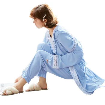 Medvilnės Motinystės Slaugos Sleepwear Tinka Rudens-Žiemos naktiniai drabužiai Drabužius Nėščioms Moterims Rudenį Nėštumo, Maitinimosi Homwear