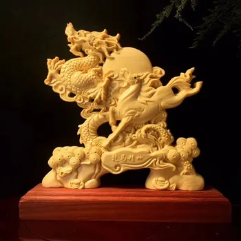 Medžio masyvo drakonas arklių totem skulptūra, statula, šiuolaikinio meno skulptūrų, Namo kambaryje office laimingas gyvūnų statula Papuošalai