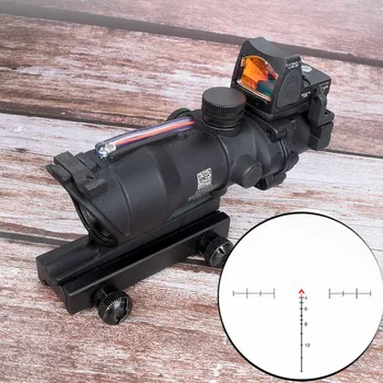 Medžioti akyse Acog 4x32 Regos taikymo Sritis Riflescope Cahevron Tinklelis Pluošto Žalia Raudona Apšviestas Optinio Taikiklio Su Rmr Mini Red Dot Akyse