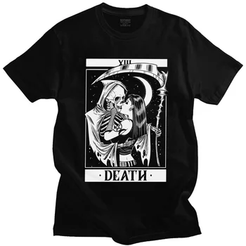 Mens Mirties Taro T-Shirt Trumpas Rankovėmis Medvilnės Marškinėlius Laisvalaikio Slaptasis Necromancy Santa Muerte Marškinėliai, Drabužiai Merch Dovana Drabužiai