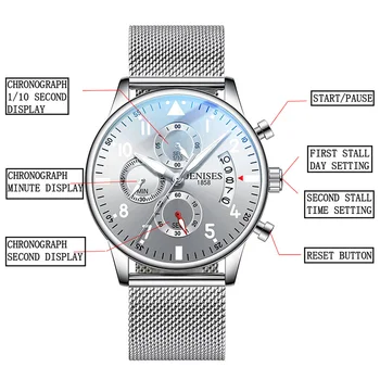Mens Watch Top Brand Prabangių Vyrų Laikrodis Laikrodis Mada Sporto Kvarciniai Laikrodžiai Vyrų Karinės Vandeniui Chronograph Laikrodis relojes