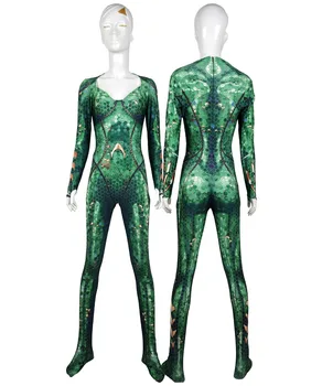 Mera Kostiumas Aquaman Filmo Versija Mera Cosplay Bodysuit 3D Imprimer Odos Spandex Zentai kostiumas Helovinas kostiumas Šalis