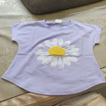 Merginos Gėlių T-Shirt 2018 M. Vasaros Vaikų Drabužiai Vaikams Viršūnes Trumpas Rankovėmis Marškinėliai Basic Mergaitėms Nemokamas Pristatymas