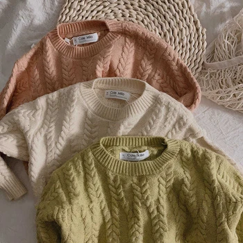 Merginos korėjos saldus megztiniai megztiniai paauglys, rudenį, rudenį drabužių twist megztinis (puloveris) outwear vaikus Japonų stiliaus drabužius