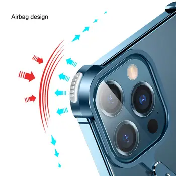 Metalo Bumper Case For iPhone 12 12 Pro Max Mini Prabanga Metalinio Rėmo Formą Su oro Pagalvė atsparus smūgiams Atveju Atgal Bover Kietas Atveju