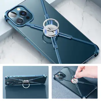 Metalo Bumper Case For iPhone 12 12 Pro Max Mini Prabanga Metalinio Rėmo Formą Su oro Pagalvė atsparus smūgiams Atveju Atgal Bover Kietas Atveju