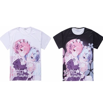 MGFHOME Pasiruošę, Laivas~Anime JK Re:Zero kara Hajimeru Isekai Seikatsu Cosplay Marškinėliai Rem Ram T-Shirt Viršūnes Tee Pora Moterų, Vyrų marškinėlius