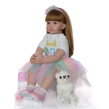 Mielas 24 Colių 60 cm Mados Reborn Baby Doll Minkšto Vinilo Audinio Organas, Mergaitė, Princesės Lėlė Žaislas Naujagimis Baby Doll Vaikų Kalėdų Dovana