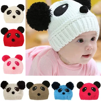 Mielas Gyvūnų Panda Baby Megztos Kepurės Vaikams Žiemą Laikyti Šiltai Nėrimo Kepuraitė Kepurės SER88