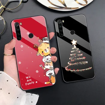 Mielas Kalėdų BearCase už Xiaomi Redmi Pastaba 8 9 7 8A 8T K20 6 Pro Mi 9 9T 10 8 Pro SE A3 A2 F1 Lite Stiklas Telefono Atvejais Dangtis