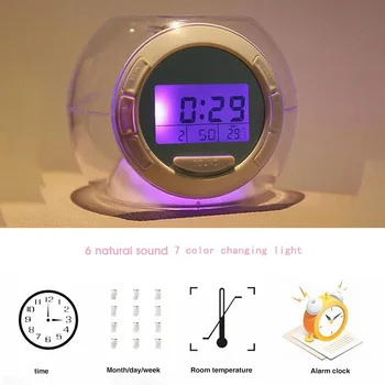 Mielas LED Laikrodis-Žadintuvas Vaikams, Stalo Laikrodžiai 7 Spalvų Keitimas Skaidrus Skaitmeninis Vaikai Kubo Stalo Laikrodžiai Naktį Šviesos Snausti